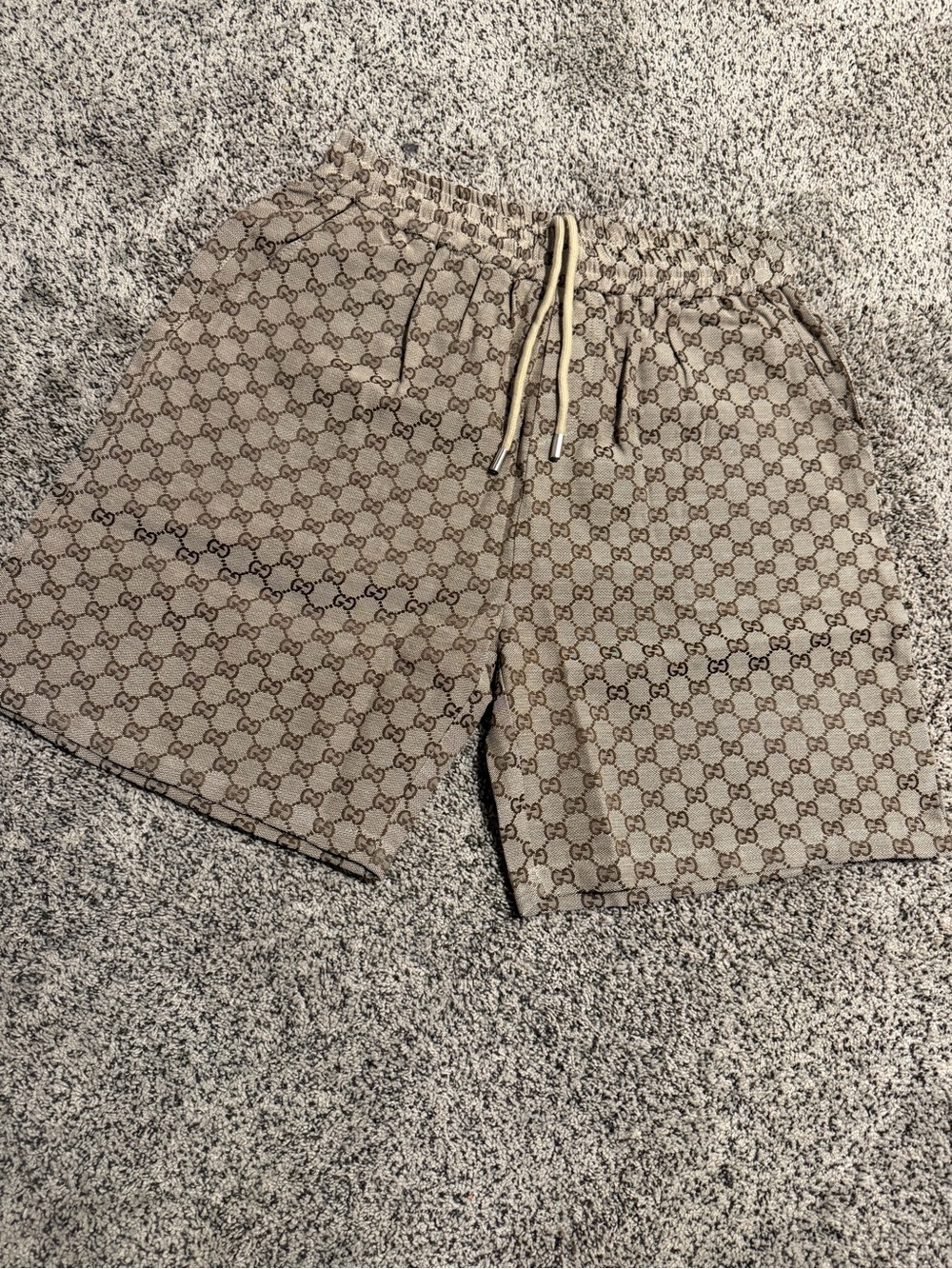 Gucci Beige/Tan GG Monogram Swim Trunks